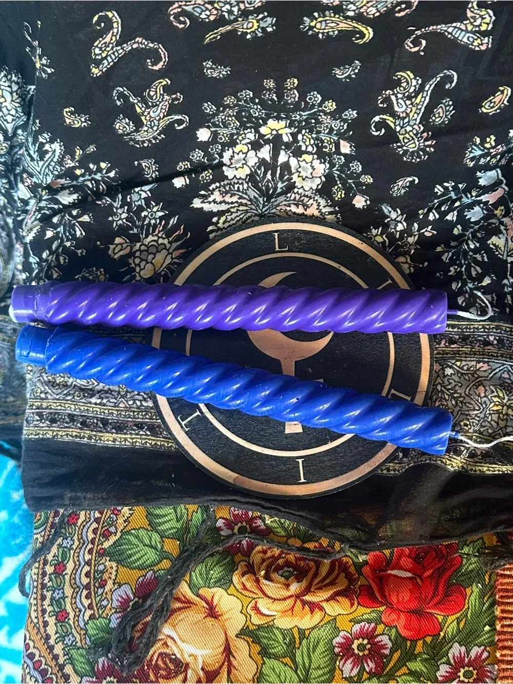 Purple & Blue Spiral Taper Candle Set